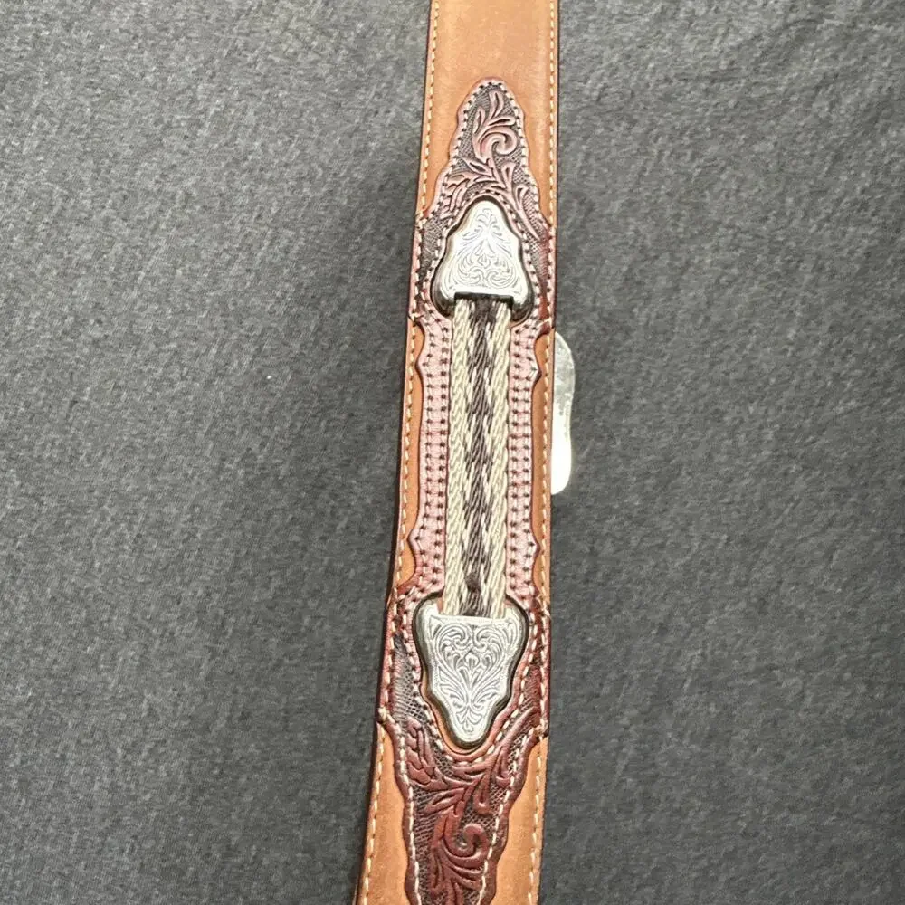 Justin Western Mens Belt Leather Concho Tan Size 40 C11414 Style Vintage